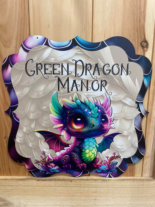 Dragon Sign PERSONALIZED / Boys Room / Dragon Decorations / D&D / Gamer Sign / Dragon Outdoor Decor / Garden Flag / Man Cave Sign