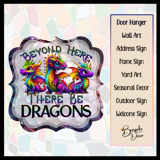 Beyond Here There Be Dragons / Boys Room / Dragon Decorations / D&D / Gamer Sign / Dragon Outdoor Decor / Garden Flag / Man Cave Sign