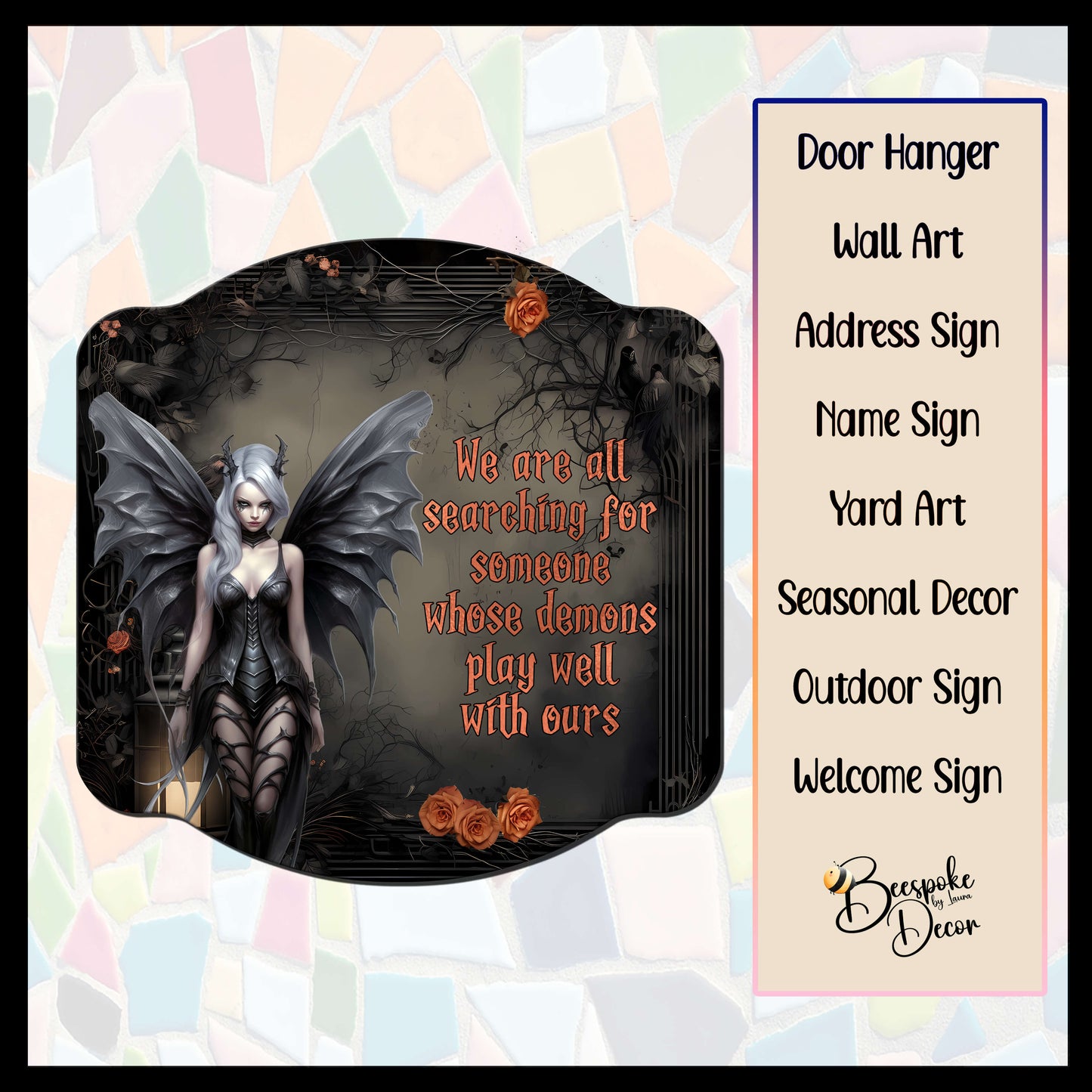 Searching for Demons Sign / Goth Decoration / Goth Halloween Sign / Gothic Decor / Gothic Theme