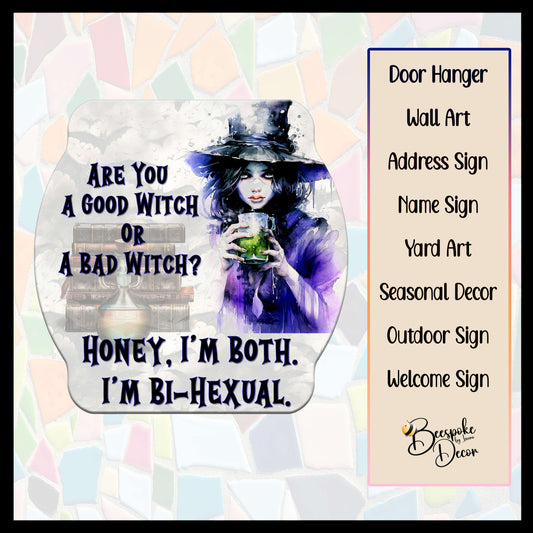 Bihexual Good Bad Witch / Halloween Witches / Witch Decoration / Halloween Yard Art / Witch Door Sign / Goth Witch