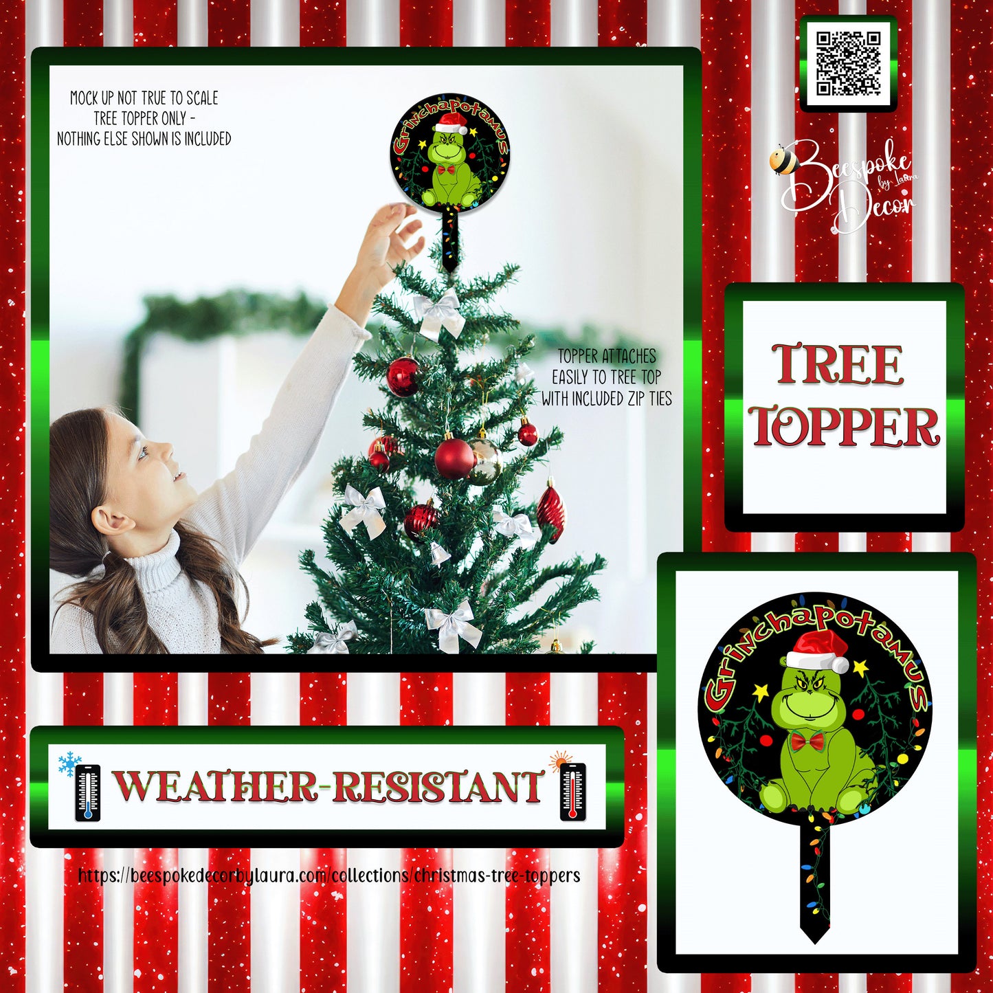 Hippopotamus Tree Topper / Green Hippo / Cranky Green Hippo Christmas / Hippo for Christmas / Christmas Thief  / Funny Tree Topper