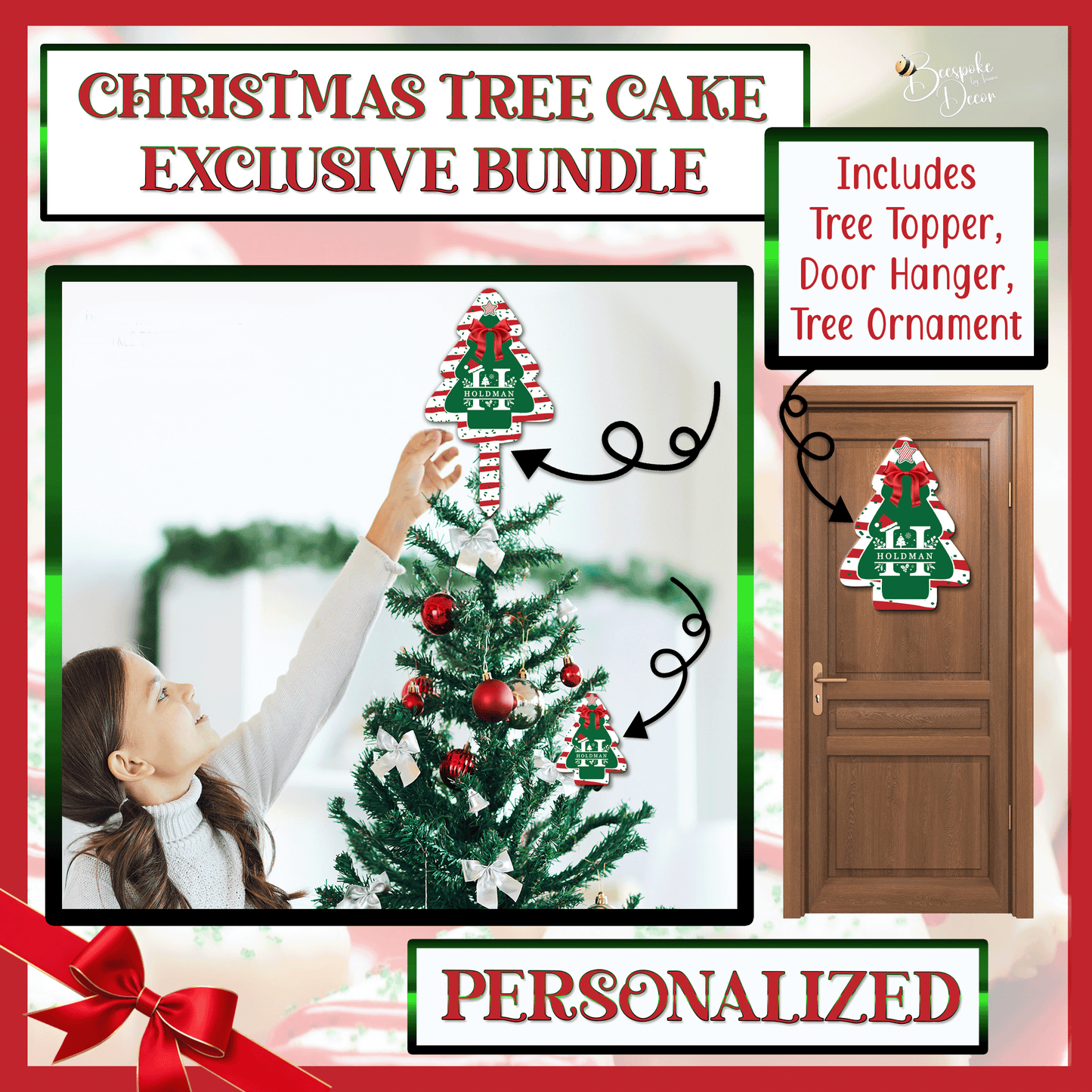 Little Debbie Tree Cake Decoration BUNDLE - 3 Pieces + Bonus GIFT / Christmas Decorations / Holiday Decor / Tree Snack Cake / PERSONALIZED