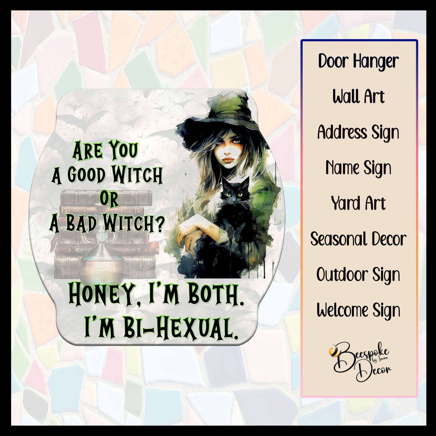 Bihexual Good Bad Witch / Halloween Witches / Witch Decoration / Halloween Yard Art / Witch Door Sign / Goth Witch