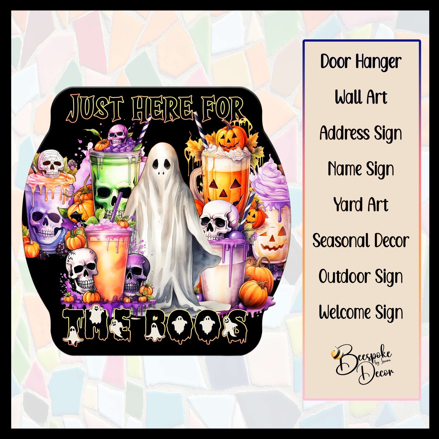 Here for Boos Door Sign / Halloween Spirits Decoration / Halloween Bar Sign / Funny Halloween Decoration / Ghosts Door Sign