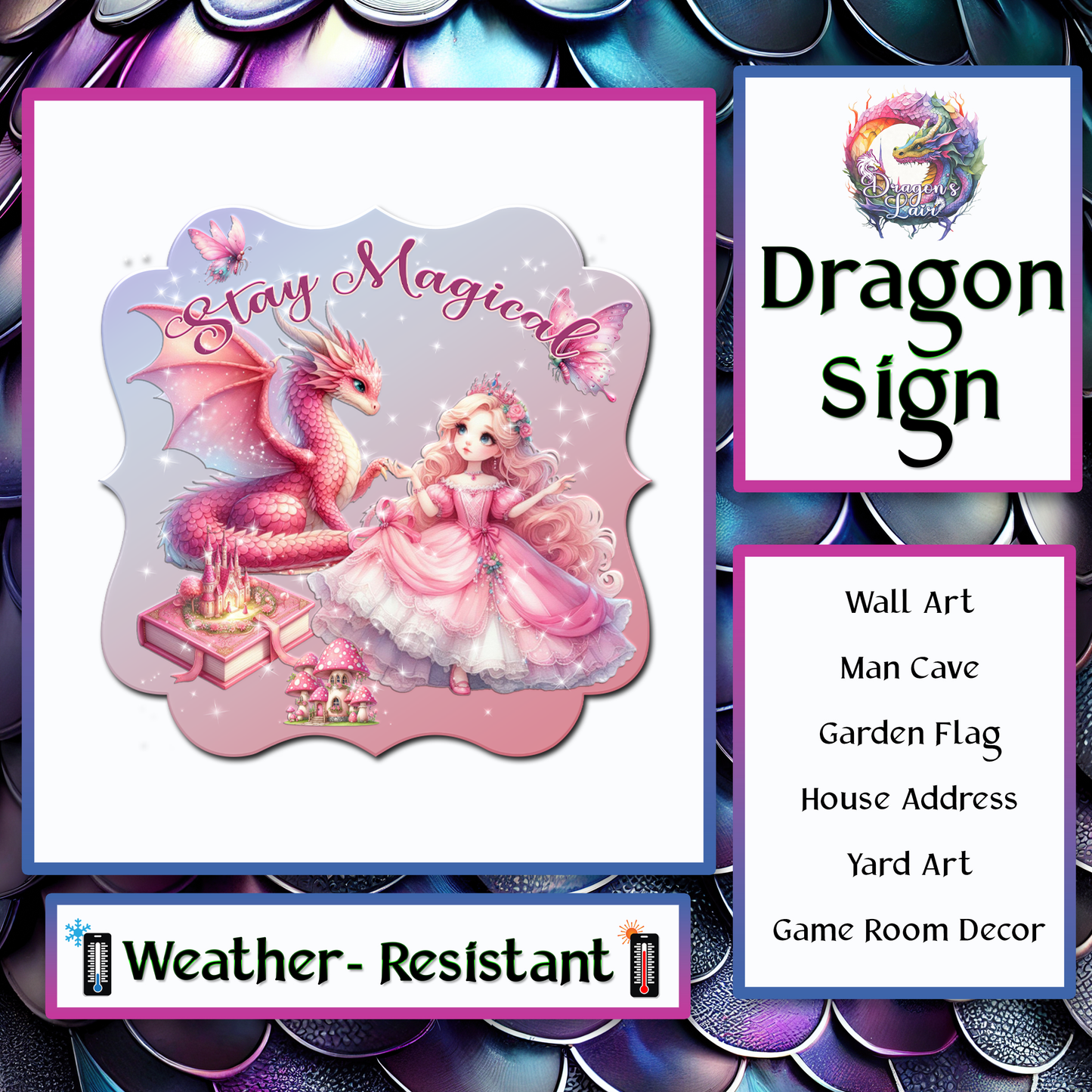 Stay Magical Dragon / Girls Room / Dragon Decorations / D&D / Gamer Sign / Dragon Outdoor Decor / Dragon Decorations / Fairytale Theme