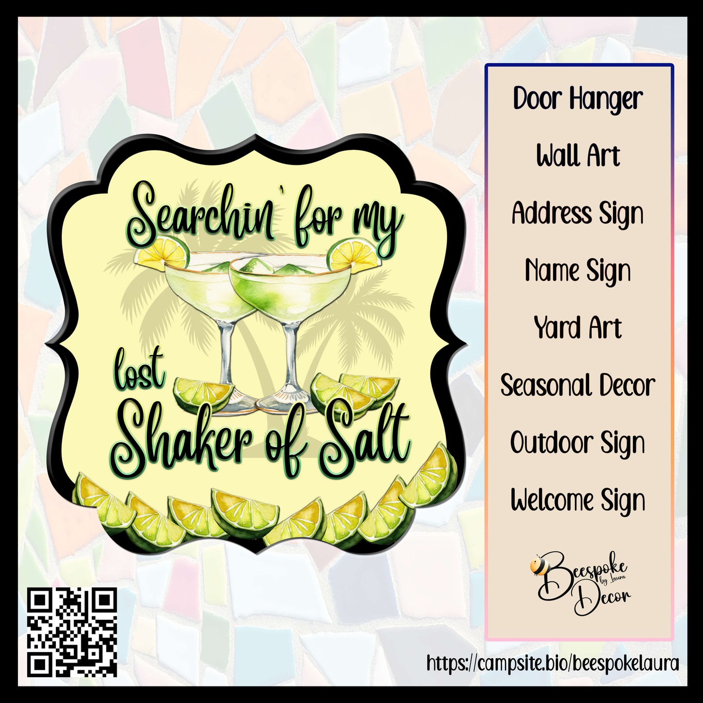 Lost Shaker of Salt Margarita Drink Tropical Garden Pool Sign / New Pool Bar Sign Gift / Patio Drinking Decor