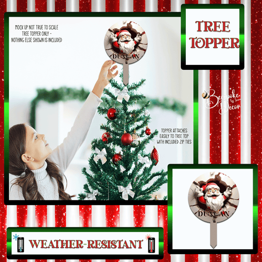 Santa 3D Look Tree Topper / Santa Claus Christmas Tree Topper / PERSONALIZED Christmas Tree Decoration / Santa Claus Collector Gift