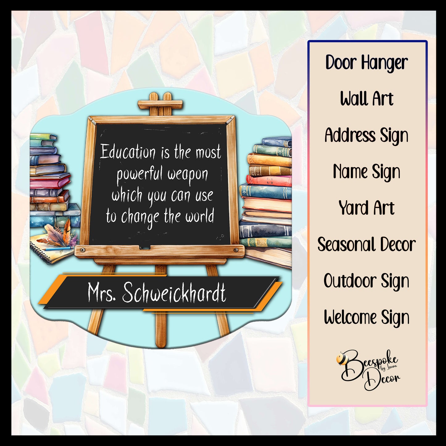 Teacher Sign / Personalized Teacher Gift / Back to School Decorations / Classroom Decoration / School Wall Art